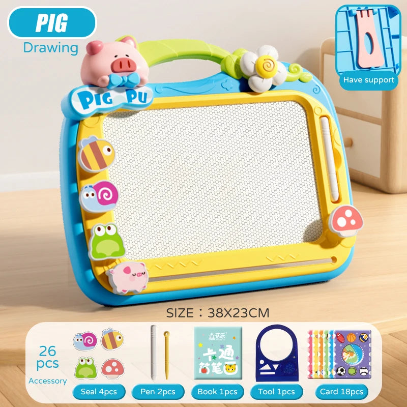 Children Magnetic Drawing Board Kid 4 Color Drawing Pen Seal Painting Tablet Early Education Development Toy For 3 Girl Years