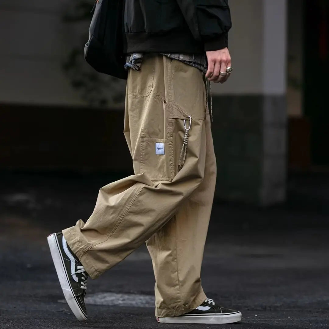 Spring Autumn Cityboy Functional Paratrooper Pants Men Loose Versatile Straight Casual Outdoor Waterproof Workwear Trousers