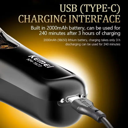 KEMEI Professional Men Women's Gift Barber Shears Electric Barber Shears High Speed Motor LCD Screen USB Charging KM-1677