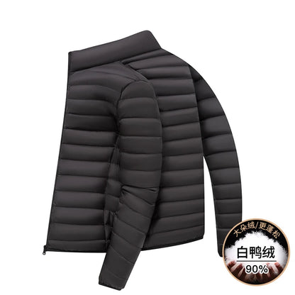Autumn and Winter 90 White Duck Down Light Stand-Up Collar Down Jacket for Men, Fashionable and Warm Coat