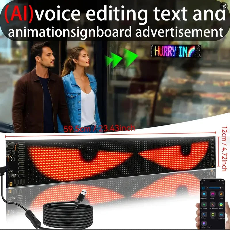 AI voice control Demon Eyes Car LED Display Programmable Flexible LED Display Soft Sign Board Pixel Custom Led Panel Christmas