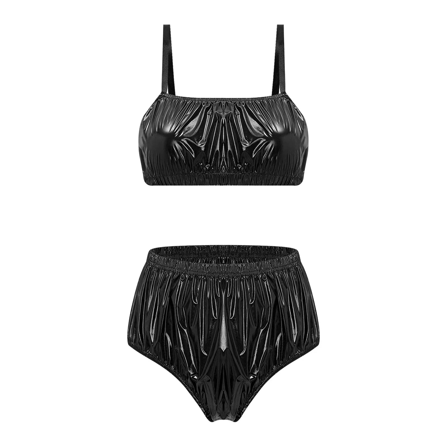 Women Waterproof Swimsuit Bikini Lingerie Set Swimwear Nightwear Clubwear Bra Top with Shorts for Beach Pool Party Sunbathing