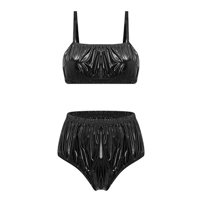 Women Waterproof Swimsuit Bikini Lingerie Set Swimwear Nightwear Clubwear Bra Top with Shorts for Beach Pool Party Sunbathing