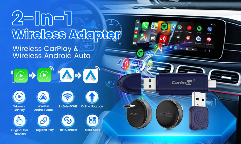 CarlinKit CarPlay Ai Box Android 15 Ultra2 SM6350 8GB+128GB Smart Android TV Box Wireless CarPlay Android Auto GPS For OEM Cars