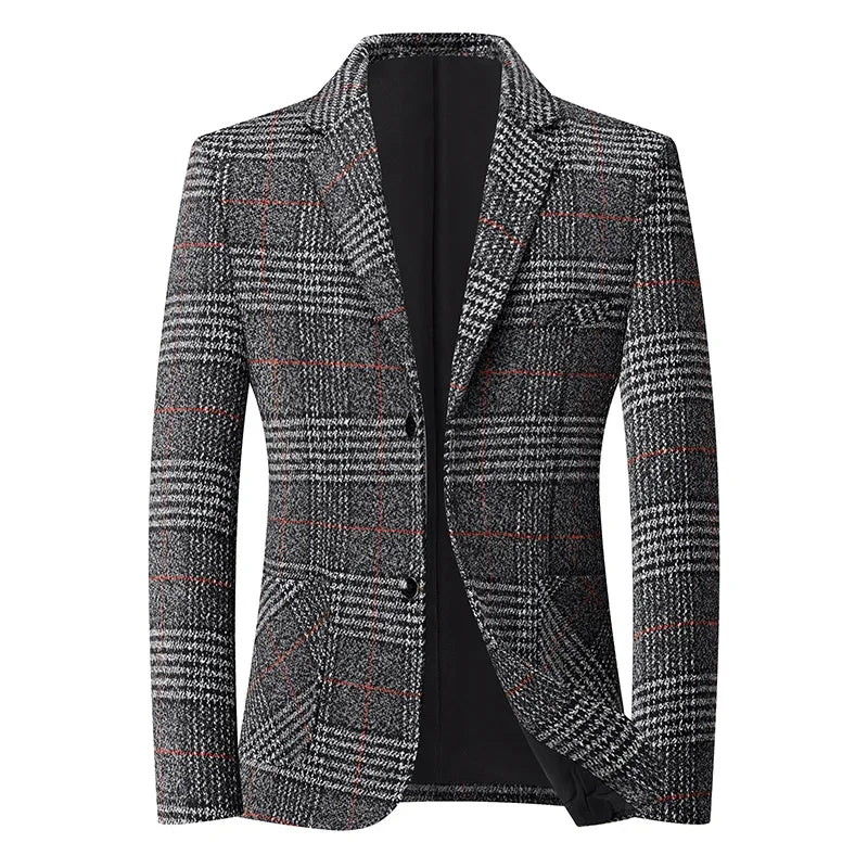 Blazer  New Stylish and Slimming Middle-aged Business Casual Checkered Wedding Banquet Host Men Outdoor Performance Blazer 2026