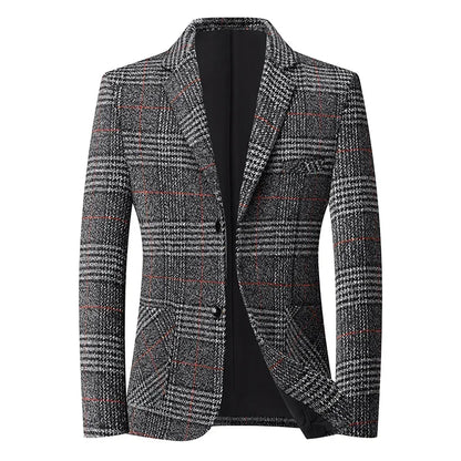 Blazer  New Stylish and Slimming Middle-aged Business Casual Checkered Wedding Banquet Host Men Outdoor Performance Blazer 2026