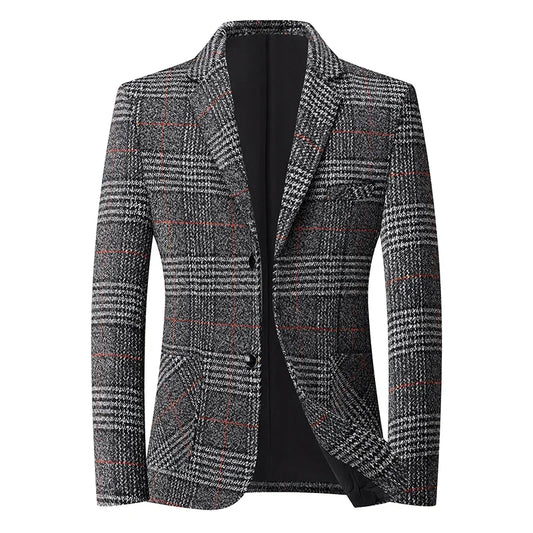 Blazer  New Stylish and Slimming Middle-aged Business Casual Checkered Wedding Banquet Host Men Outdoor Performance Blazer 2026