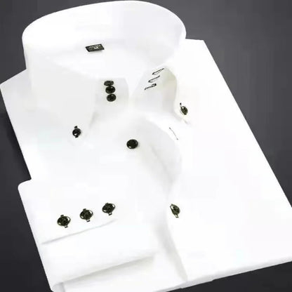 Men Designer Dress Shirt Button-down Collar Korean Fashion Male Formal Business Slim Fit Casual Long Sleeve White Shirts Autumn