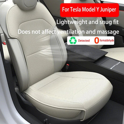 For New Tesla ModelY Juniper 2025  PU Seat Cushion Punching Breathable Universal Split Car Seat Protector Interior Accessories