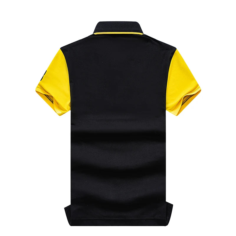 Hot Sale Men's Pure Cotton Embroidered Polo Shirt Plus Size Contrast Color Split Breathable Business Casual Tops Factory Dire