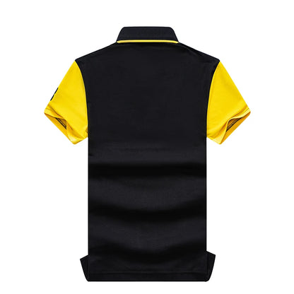 Hot Sale Men's Pure Cotton Embroidered Polo Shirt Plus Size Contrast Color Split Breathable Business Casual Tops Factory Dire