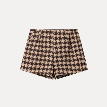 Fashionable Plaid Set 2025 Winter New Women's Personality Class Style Small Fragrance Style Casual Short Sleeve Long Pants