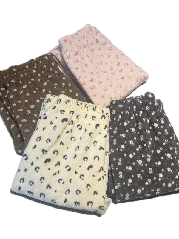 Thickened Fleece Sleep Pants Women's Long Trousers Winter Home Sweet Walking Pants Student Can Wear out for a Walk Pants