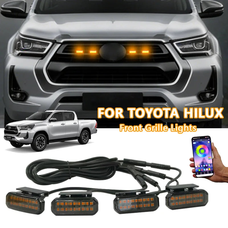 FOR TOYOTA HILUX LED Car Lights Front Grille LED Light Safety Warning Light Harness  Car Accessories LED Signal Lamps