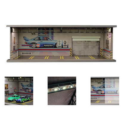G Fans 1/64 Scale Car Garage Miniatures Model Car Parking Lot Diecast Scene Display Vehicle Scene Toy Background Collection