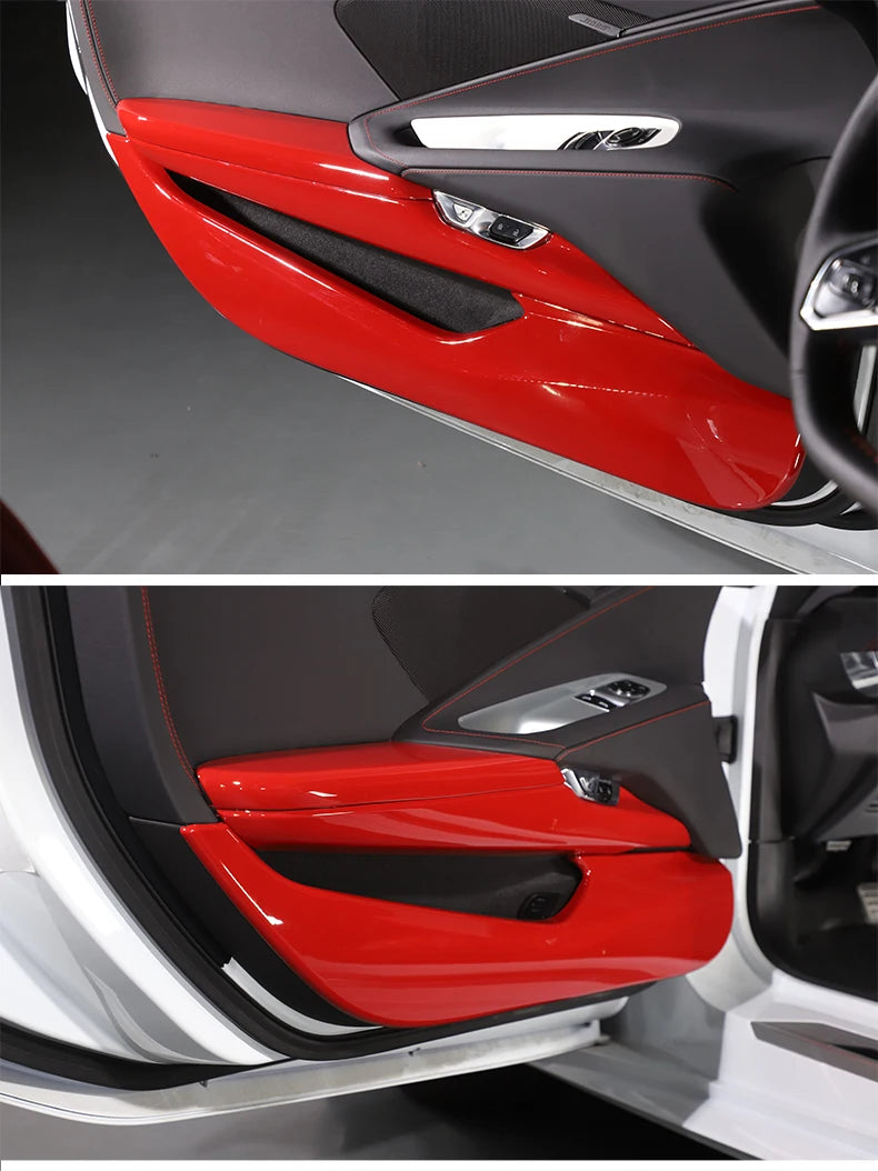 ABS Red For Chevrolet Corvette C8 Stingray Z51 Z06 2020-2023 Car Door Anti-kick Panel Cover Trim Sticker Car Accessories