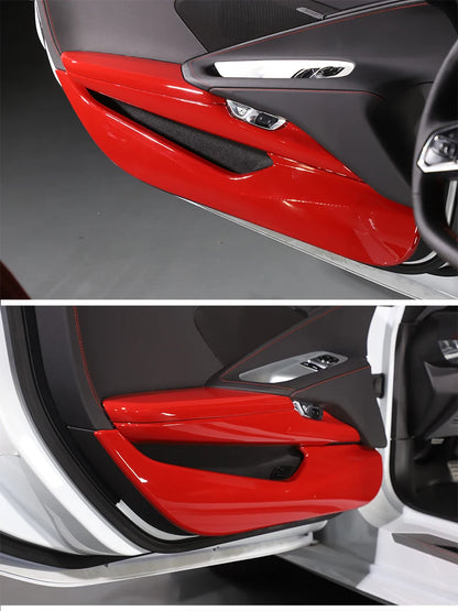ABS Red For Chevrolet Corvette C8 Stingray Z51 Z06 2020-2023 Car Door Anti-kick Panel Cover Trim Sticker Car Accessories