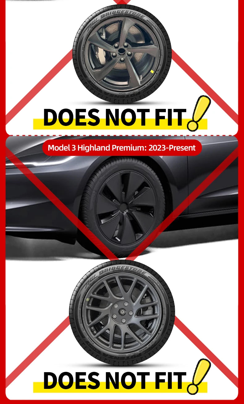 4PCS Hubcaps for Tesla Model 3 Highland 2026 Standard 18Inch Full Rim Covers Replacement Wheel Cover Accessories Only for Standa