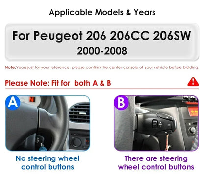 Android 14 Car radio for PEUGEOT 206 206CC 206SW 2000-2005 2006 2007 2008 Multimedia player GPS navi Video 7862 2din Autoradio