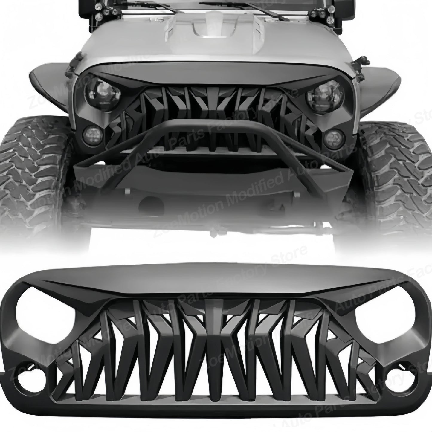 Shark Style for Jeep Wrangler JK 2008-2017 4x4 Front Bumper Grilles Offroad Racing Grills Air Vent Cover Trim Body Kit Auto Part