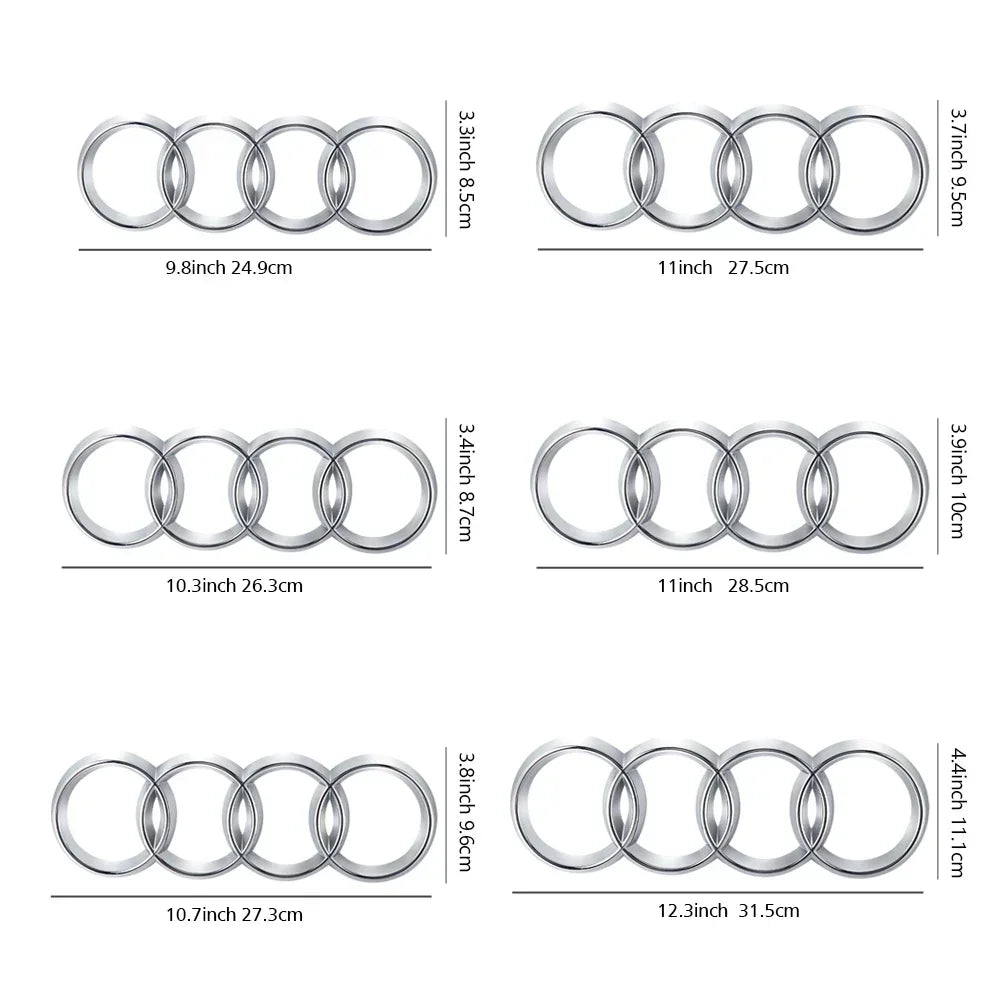 Black Silver ABS 4 Ring Car Hood Bonnet Front Grill Trunk Rear Emblem Logo Badge Sticker For Audi A3 A4 A5 A6 A7 TT Q2 Q3 Q5 Q8