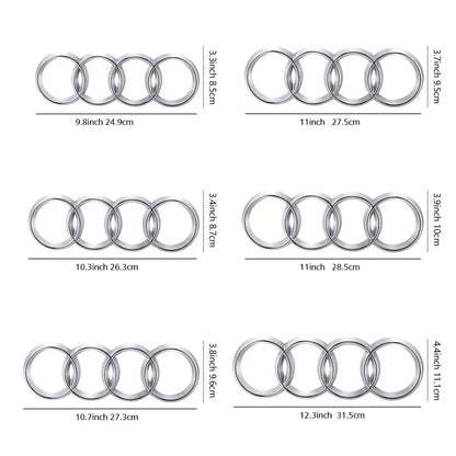 Black Silver ABS 4 Ring Car Hood Bonnet Front Grill Trunk Rear Emblem Logo Badge Sticker For Audi A3 A4 A5 A6 A7 TT Q2 Q3 Q5 Q8