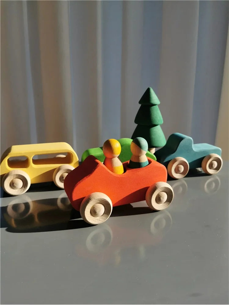 Wood Montessori Toys Rainbow Stacking Bridge Cars Matryoshka Dolls Forest Trees for Kids Educational Blocks Play