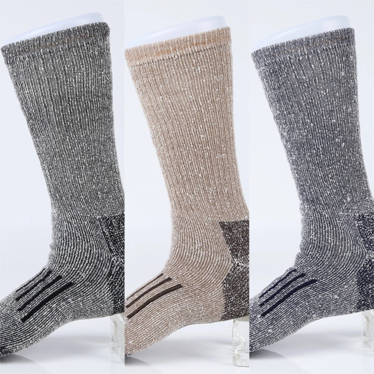 3 Pairs Hiking Socks Merino Wool for Men 80% Merino Wool Ski Socks Winter Thick Thermal Crew Socks Men Walk Warm Anti-Odor