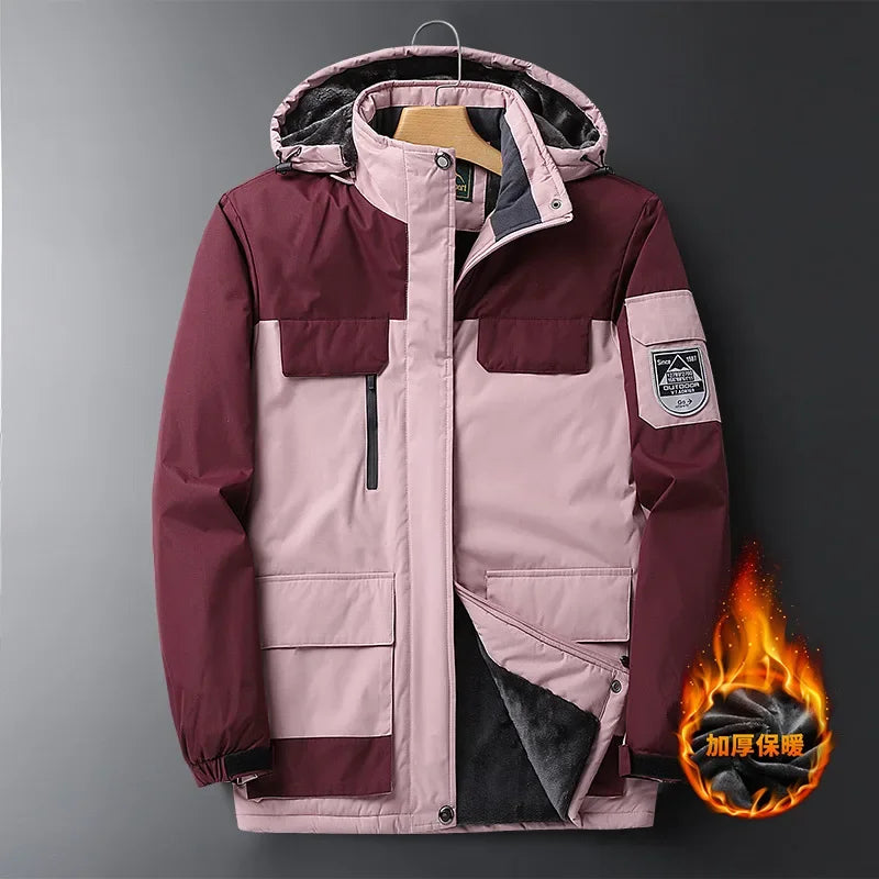 2025 9XL Mens Winter Jacket Fleece Lining Zip Hood Warm Parka Male Large Size Waterproof Big Extra Plus 8XL Windbreaker Mountain