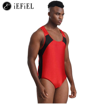 Men's Sleeveless Wrestling Singlet Leotard Racer Back Tank Bodysuits Gymnastics Fitness Jumpsuits Shapwear Ballet Dancewear