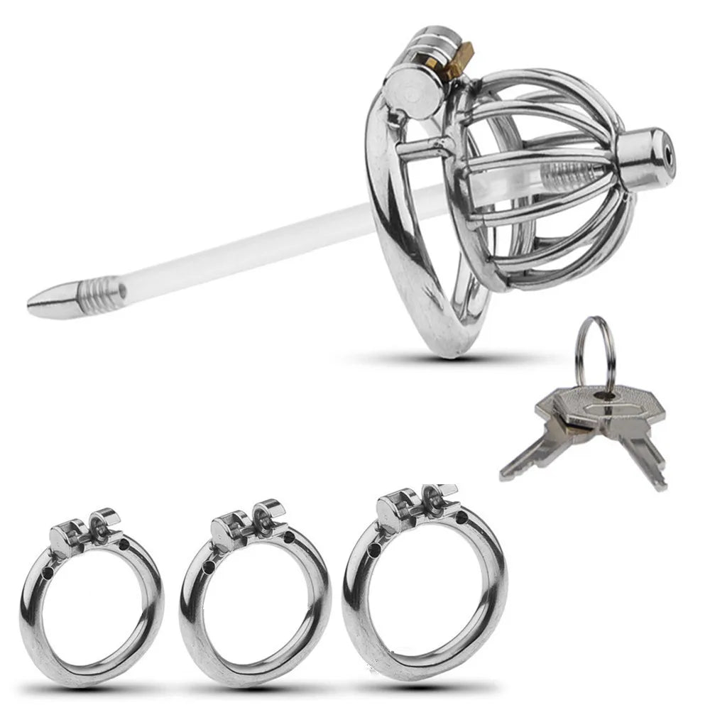 Net Male Chastity Device Cock Cage Penis Ring Sleeve Erotic Urethral Lock Penile Bondage Belt Fetish Adult Sex Toys for Men 18+