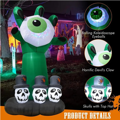 5/8FT Inflatable Halloween Decor Tombstone Ghost Pumpkin Skull Decoration Outdoor Horror House Yard Garden Props Halloween Party
