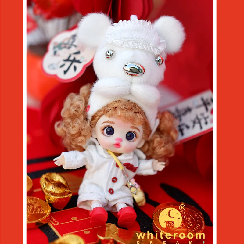 Trendy Toy Doll OB11 Lion Dance Doll Chinese Style Girl Doll Clothes Set for Chinese New Year  Spring Festival Gift Festival BJD