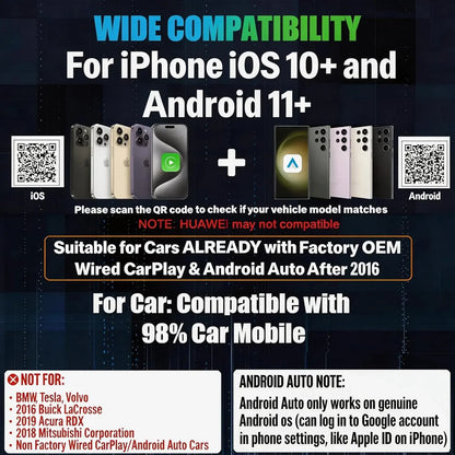 2026 Wireless CarPlay Adapter for iPhone - No Audio Lag, Auto-Connect - Convert Factory Wired to Wireless CarPlay - Bluetooth 5.