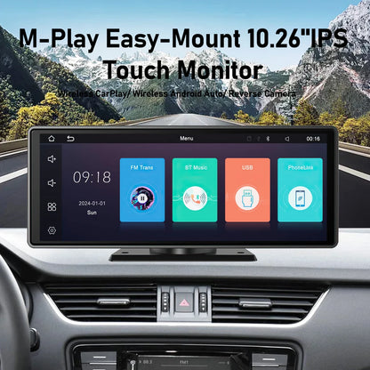10.26” QLED Screen Universal autoradio MP5 Car Radio MultimediaI  WIFI Wireless Carplay Android Auto for Apple Or Android