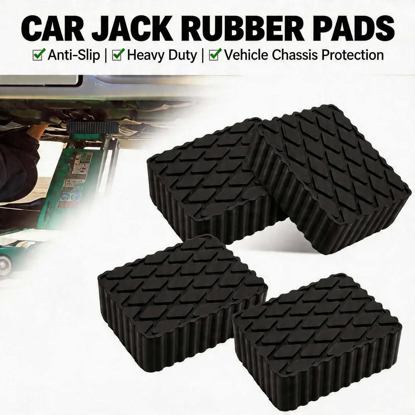 Solid Rubber Lifting Pads Heavy Duty Lifting Blocks Non-Slip Spacers for Car Jacks Sturdy Durable Protector for Jack and Racks