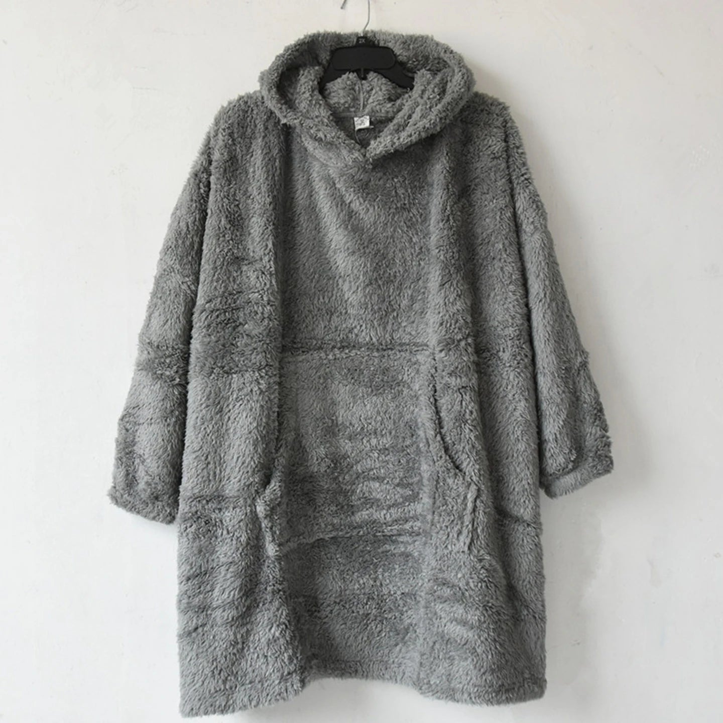 Unisex Thickened Coral Fleece Hooded Robe Winter Warm Comfortable Velboa Loose Fit Home Clothes Couple Matching Pajamas