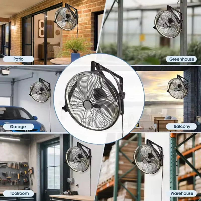 Nwe LED Wall Fan Remote Control 6 Speed Electric Fan Ventilation Multi-Adjustable Oscillating Head Timer Ceiling Fan Light