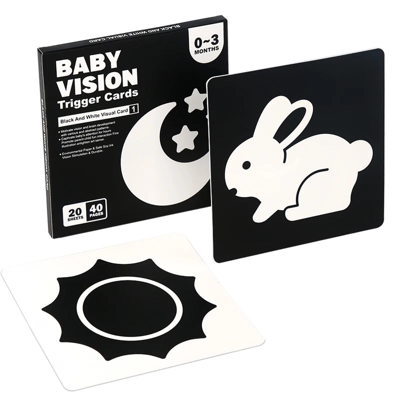 Black and red visual early education card for newborns, visual stimulation of color cognition, flashing new children's early edu