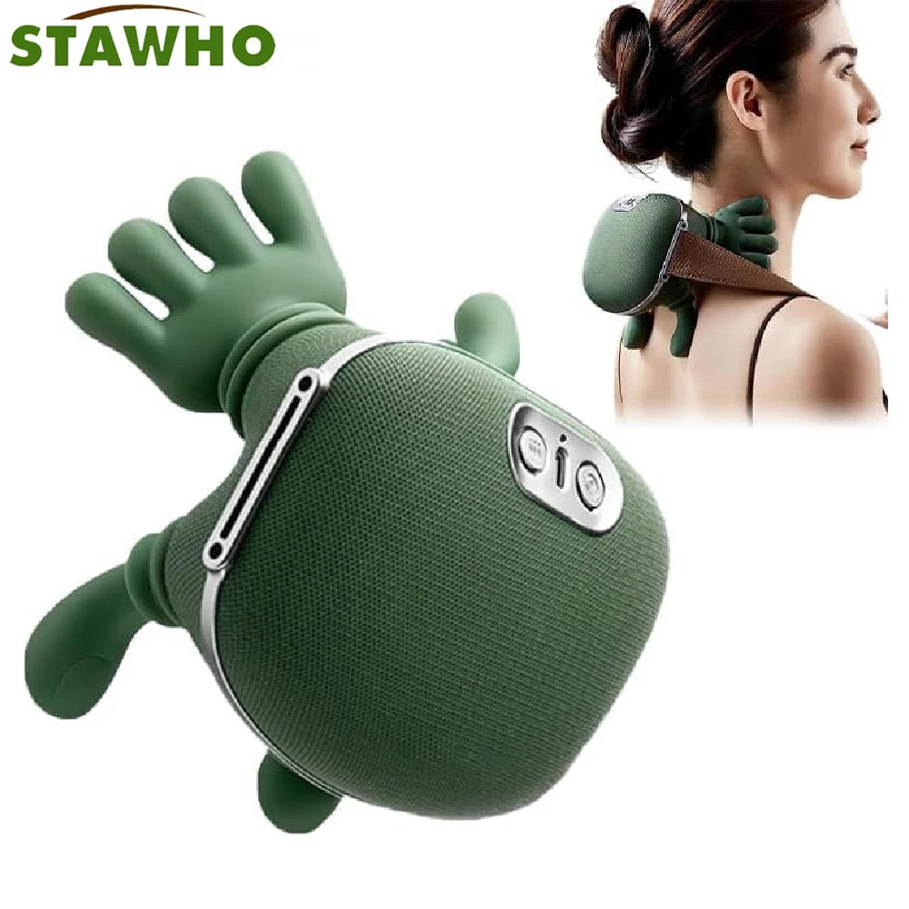 Neck Shoulder Massager with Heat,4D Bionic Fingers Simulate Real Palm Massage,3 Intensities&2 Heat Settings,Relax Muscle Tension