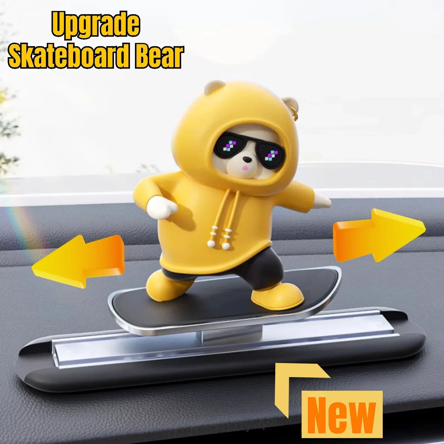 2024 New Dashboard Car Ornaments Skateboard Bear Sliding Bear Creative Car Cartoon Interior Decoration Interior Accessories