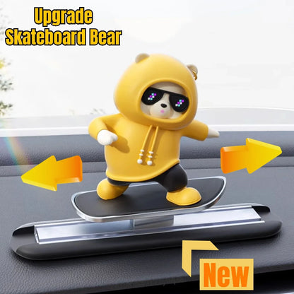 2024 New Dashboard Car Ornaments Skateboard Bear Sliding Bear Creative Car Cartoon Interior Decoration Interior Accessories