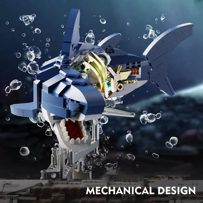 DIY Mechanical Technical Shark Building Blocks Creative Ocean Series Decorations Model Boys Children Christmas Birthday Gifts