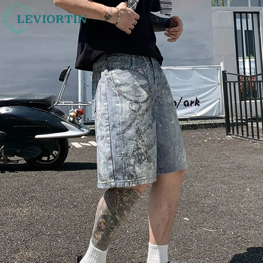High Street Men Cargo Jeans Shorts Summer Casual Multiple Pockets Loose Shorts Hip Hop Harajuku Denim Short Pants Y2K Clothing