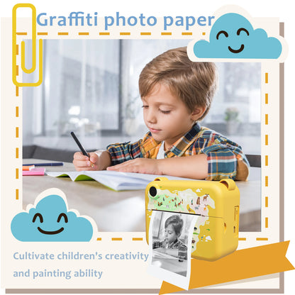 Kids Instant Print Camera 1080p High-Definition Dual Camera 1500 mAh High-Capacity Battery, 10x Zoom, Gift for 4+ Year-Old Kids