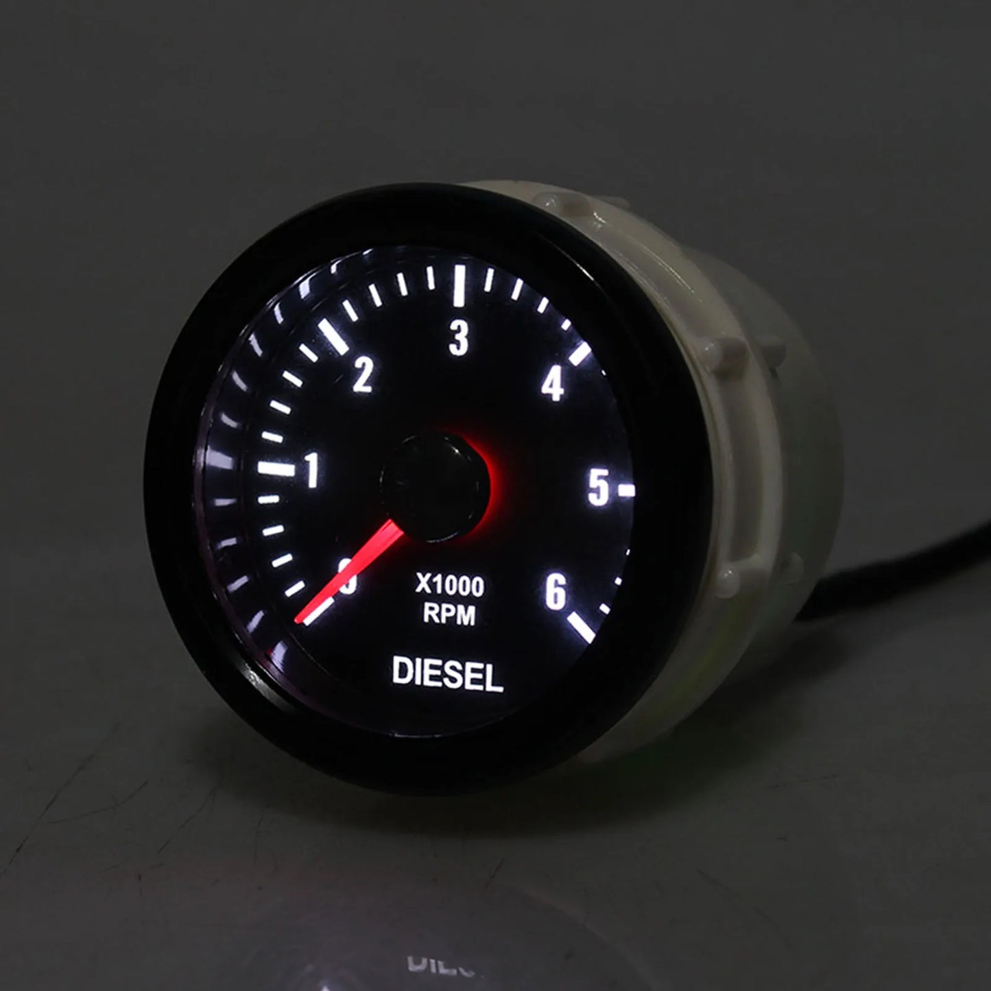 New 52MM 0-6000 RPM Tachometer White Backlight Tacho Meter Electrical Tachometer Gauge For 1-20 Cylinder Diesel Engine Car 12V