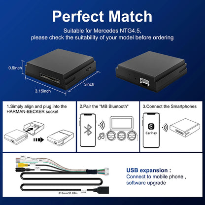 Wireless Carplay Decoder For Mercedes Benz A B C E CLA GLA GLK ML Sprinter NTG4.5 Becker Module Android Car Navigation