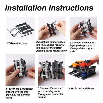 KicarMod 1/64 Diecast Model Car Manual Assembly of 3D Parking Building Multi-Layer Structure with Free Combination Display Car