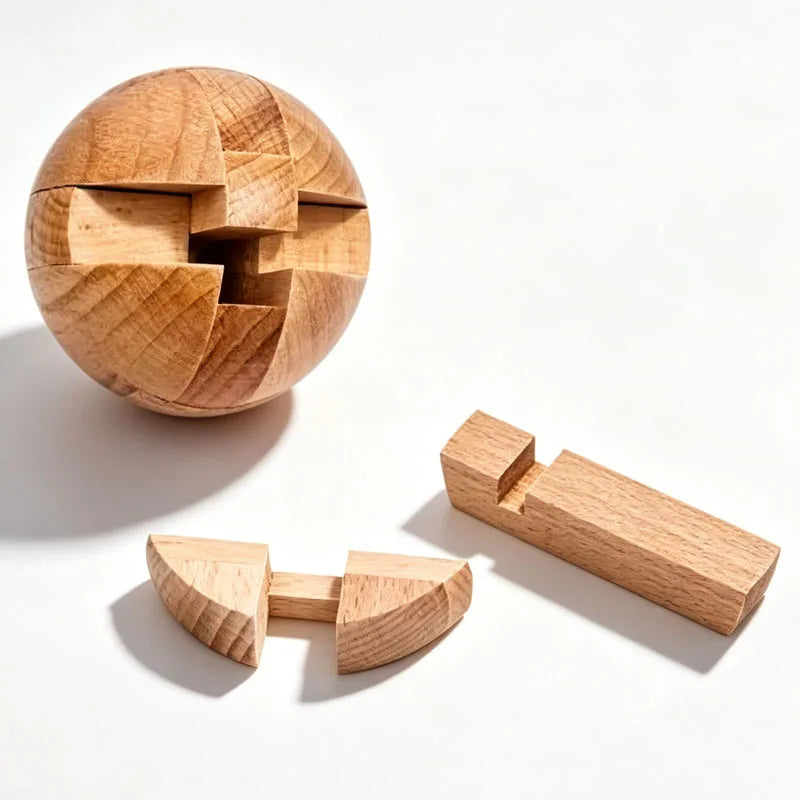 Classic Wooden Puzzle Ball Magic Brain Teasers Assembly Interlocking Toys IQ Logic Mind Challenge Games for Adults & Kids