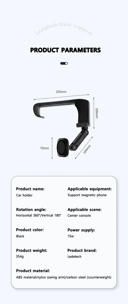 VASTZ Adjustable Wireless Charger Mobile Phone Mount Central Control Screen Magnetic Car Cell Phone Holder For Tesla Model 3 Y